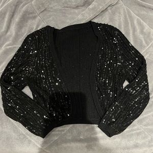 Cropped black sequin sweater
